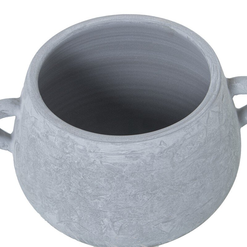 Jarrón C/asas Cerámica Gris Esponja 25x30x19cm Boca:ø17,5cm - Image 2