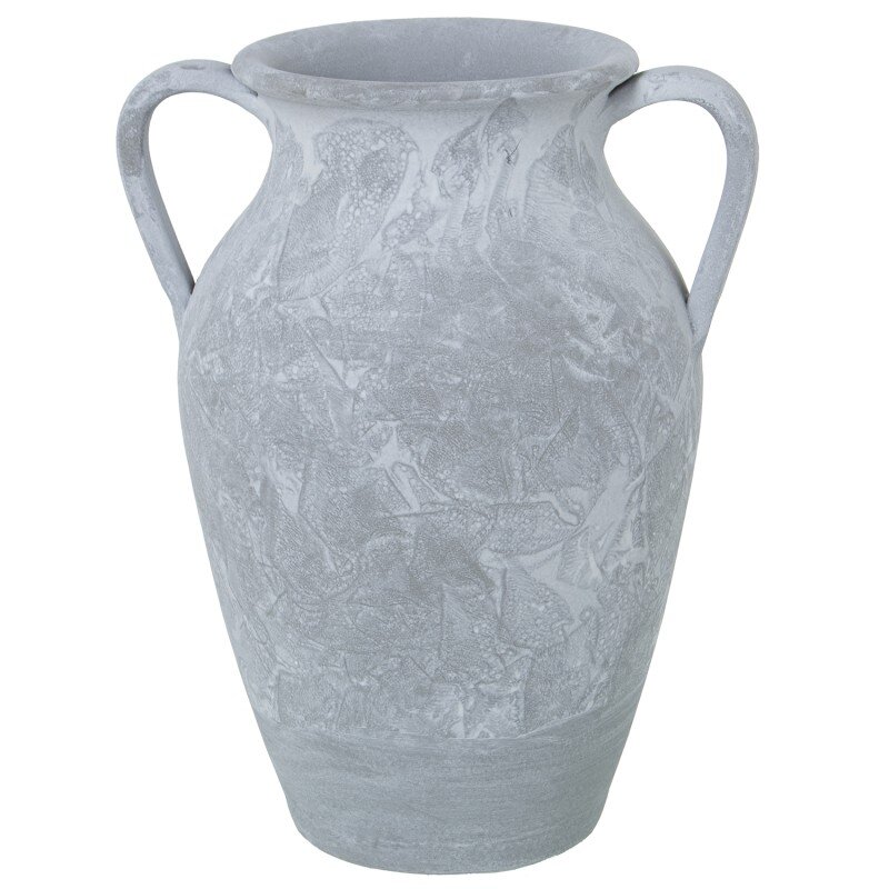 Jarrón C/asas Cerámica Gris Esponja 26x22x32cm Boca:ø12cm