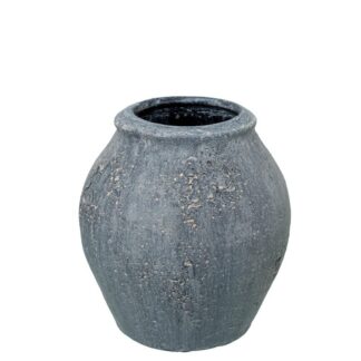 Jarrón Ceramica 15cm Gris Rústico Ø14x15cm