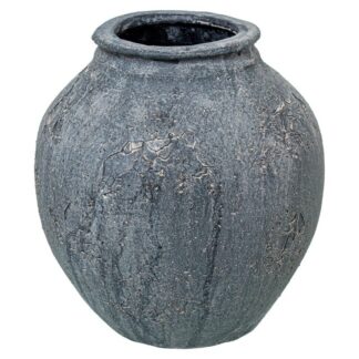 Jarrón Cerámica 19cm Gris Rústico Ø19x19cm