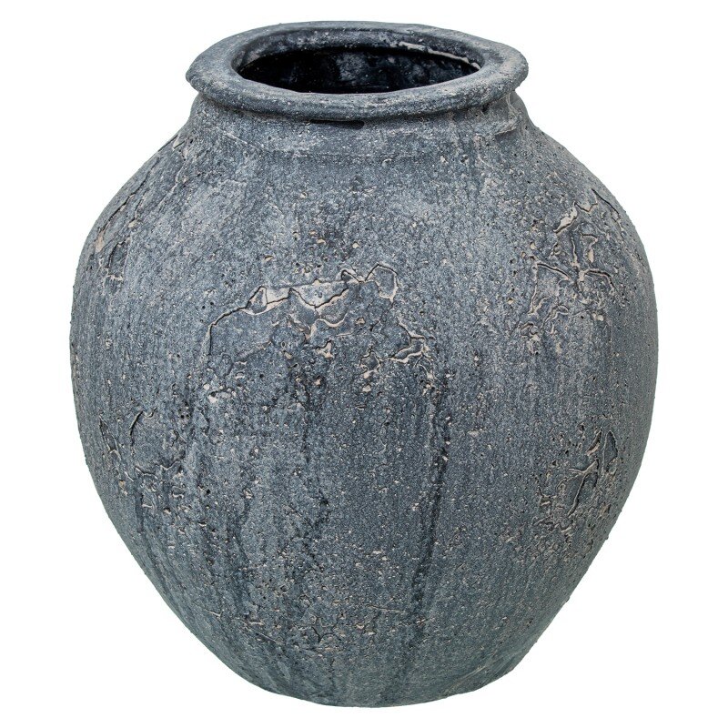 Jarrón Cerámica 19cm Gris Rústico Ø19x19cm