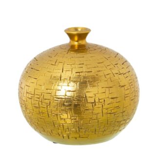 Jarrón Cerámica Ø20cm Dorado Ø20x19cm