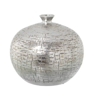 Jarrón Cerámica Ø20cm Plateado Ø20x19cm