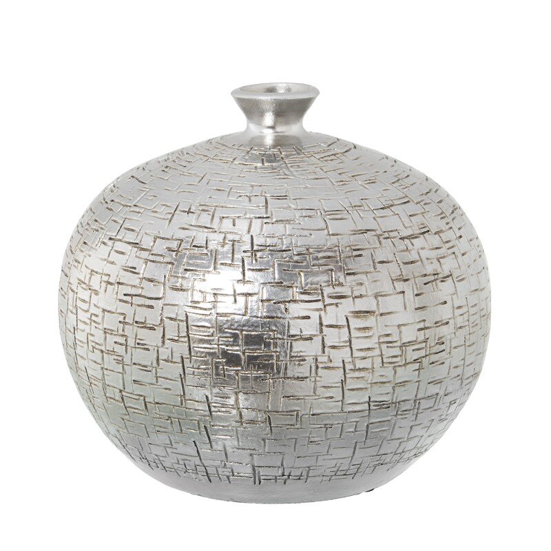 Jarrón Cerámica Ø20cm Plateado Ø20x19cm