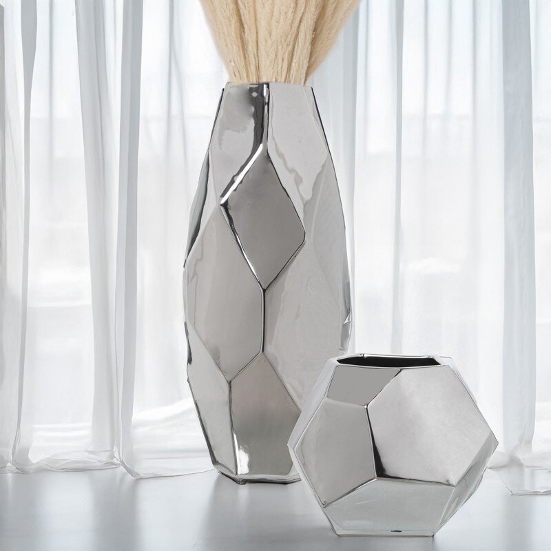 Jarrón Cerámica 22cm Plateado 26x26x22cm - Image 2