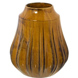 Jarrón Cerámica 24cm Amarillo Reactivo Brillo Ø21x24cm Boca:ø8,5cm