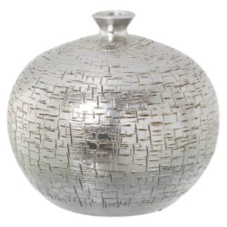 Jarrón Cerámica Ø26cm Plateado Ø26x24cm