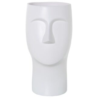 Jarrón Cerámica 36cm Rostro Blanco Mate 18x19x36cm