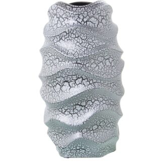 Jarrón Cerámica 40cm Gris Craquelado/plata Ø23x40cm Boca:12x12cm