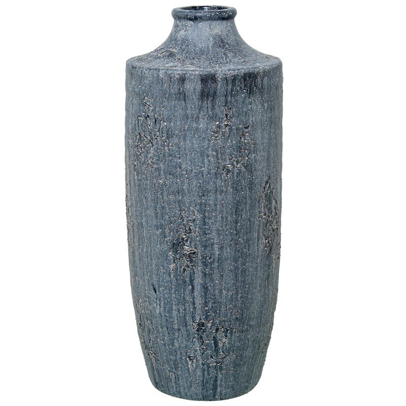 Jarrón Cerámica 42cm Gris Rústico Ø17x42cm