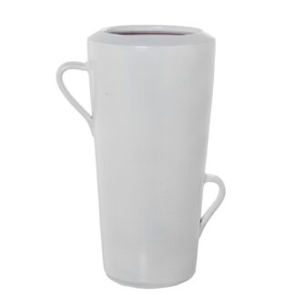 Jarron Ceramica 49cm C/asas Blanco Brillo 34x24x49cm