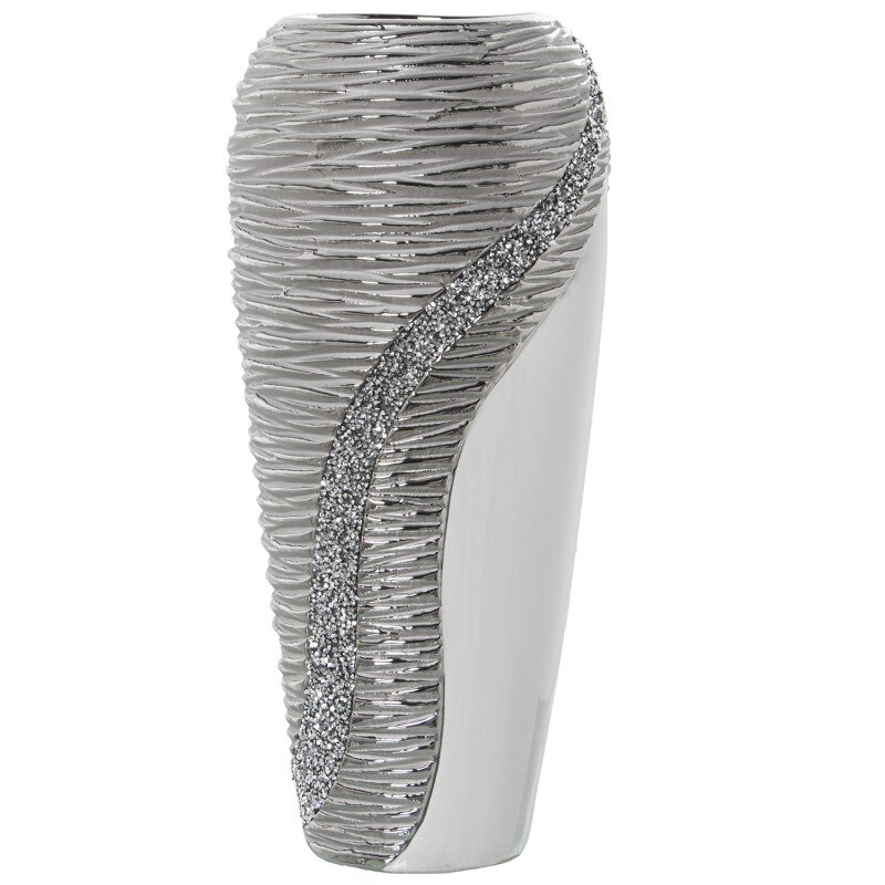 Jarrón Cerámica Blanco/champagne C/brillos Ø18x40cm - Image 3