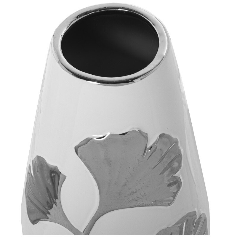 Jarrón Cerámica Blanco/flor Plata Ø16x35cm - Image 2