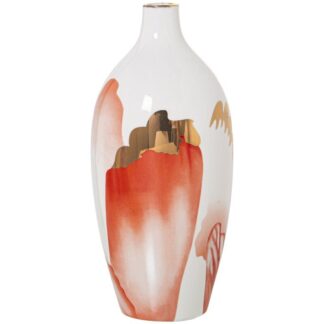 Jarrón Cerámica Blanco/salmón/oro Ø12x27cm