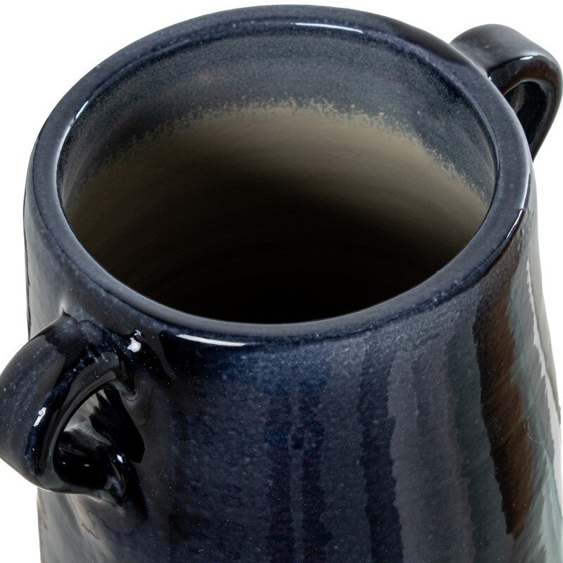 Jarrón Ceramica C/asas 35cm Azul Oscuro Brillo Base Gris Mat Ø15x35cm - Image 2