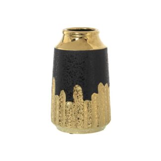 Jarrón Cerámica Negro/oro Ø12x20cm