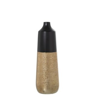 Jarrón Cerámica Negro/oro Ø13x38cm