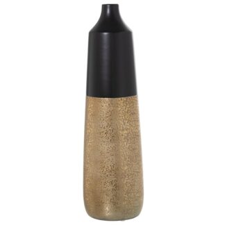 Jarrón Cerámica Negro/oro Ø14x49cm