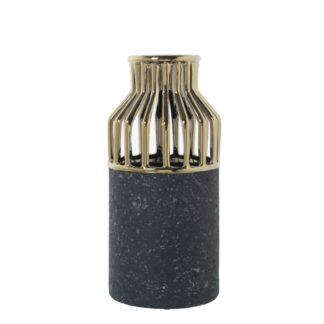 Jarrón Cerámica Oro/gris Oscuro Ø13x28cm