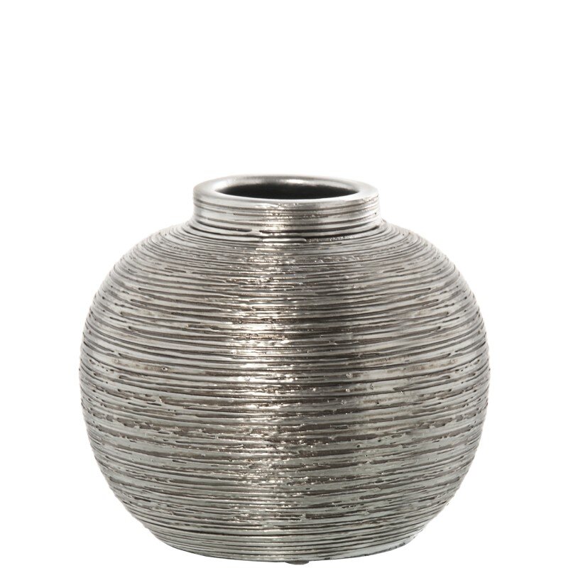 Jarrón Cerámica Plata Ø25cm Ø25x22cm