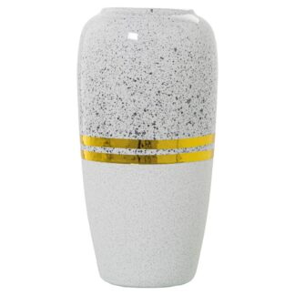 Jarrón Cerámica Plateado/blanco C/franjas Oro Ø15x30cm