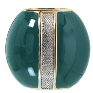 Jarrón Cerámica Verde/oro C/brillos Plata 25x13x23cm