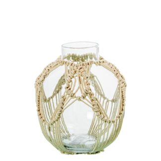 Jarrón Cristal 17cm C/cuerda Ø15x17cm