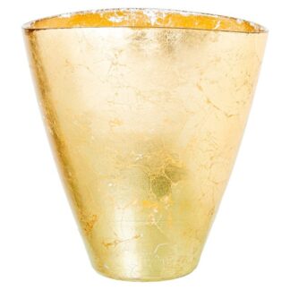 Jarrón Cristal 24cm Dorado 24x14x24cm