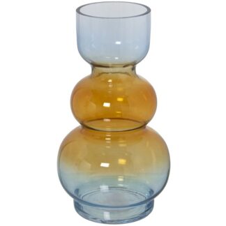 Jarrón Cristal Ámbar/azul Ø9x25cm