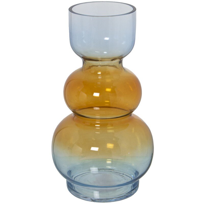 Jarrón Cristal Ámbar/azul Ø9x25cm