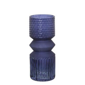 Jarrón Cristal Azul Ø10x25cm
