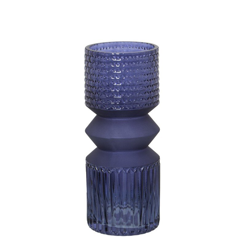 Jarrón Cristal Azul Ø10x25cm