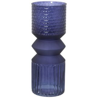 Jarrón Cristal Azul Ø12x30cm