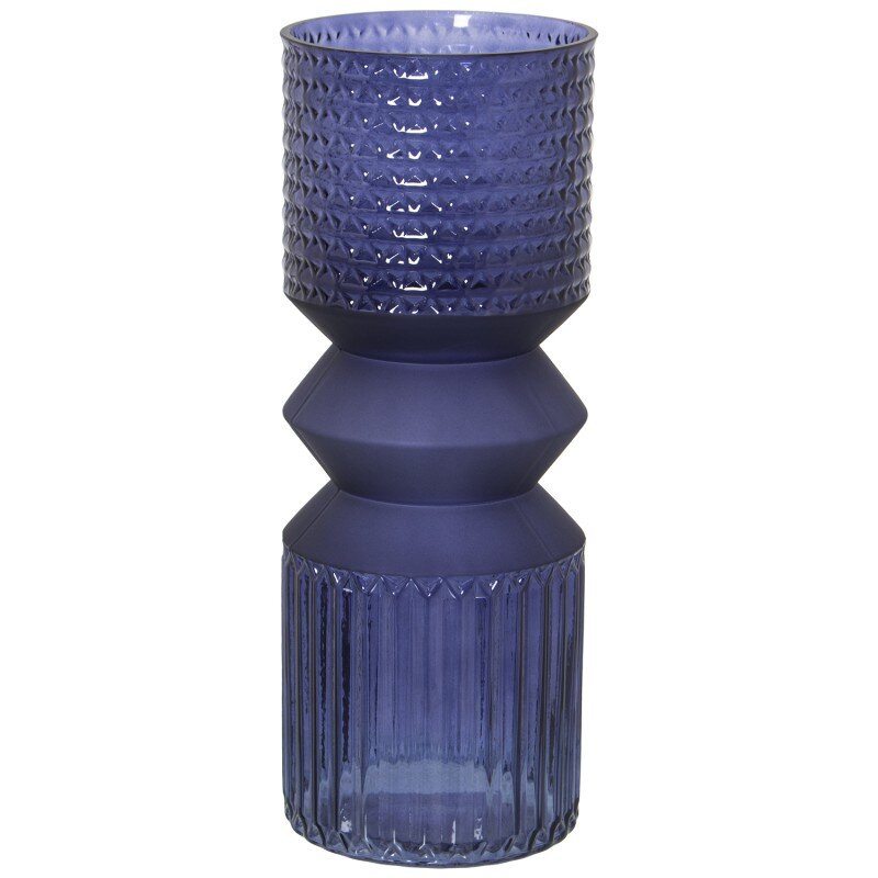 Jarrón Cristal Azul Ø12x30cm
