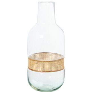 Jarrón Cristal C/mimbre Ø15x36cm