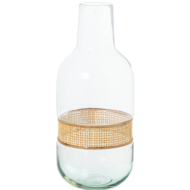 Jarrón Cristal C/mimbre Ø15x36cm