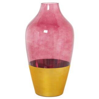 Jarrón Cristal Dorado/rojo Ø18x35cm,boca:ø6,5-base:ø10,5