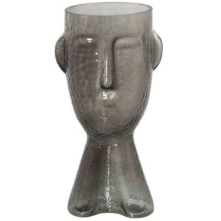 Jarrón Cristal Gris Rostro 15x13x32cm
