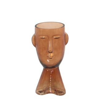 Jarrón Cristal Naranja Rostro 12x10x24cm