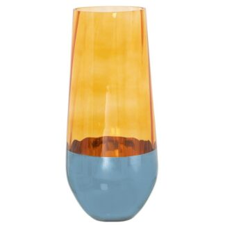 Jarrón Cristal Naranja/azul Ø14x32cm, Boca:ø10,5cm