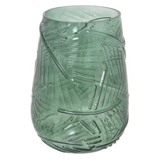 Jarrón Cristal Verde Ø18x25cm,boca:ø13,5-base:ø9cm