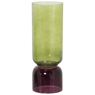 Jarrón Cristal Verde/violeta Ø13x35cm