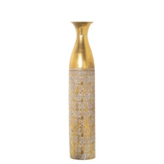 Jarrón Metal Dorado/blanco Ø14x71cm