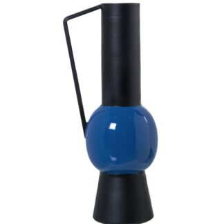 Jarrón Metal Esmaltado Azul 13x10x32cm