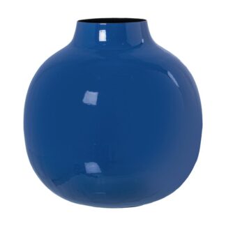 Jarrón Metal Esmaltado Azul Ø21x21cm