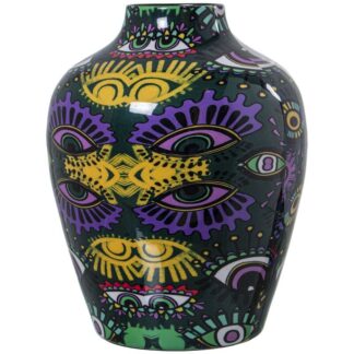 Jarrón Metal Esmaltado Ojos Ø21x28cm