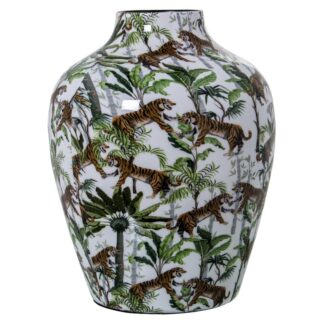 Jarrón Metal Esmaltado Tigres Ø21x28cm