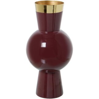 Jarrón Metal Esmaltado Violeta/dorado Ø15x32cm