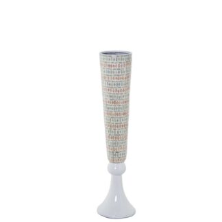 Jarrón Nácar 91cm C/pie Resina Blanca Ø17x91cm