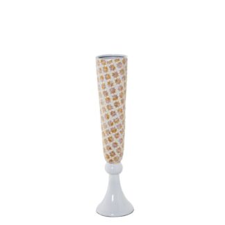 Jarrón Nácar 91cm C/pie Resina Blanca Ø17x91cm